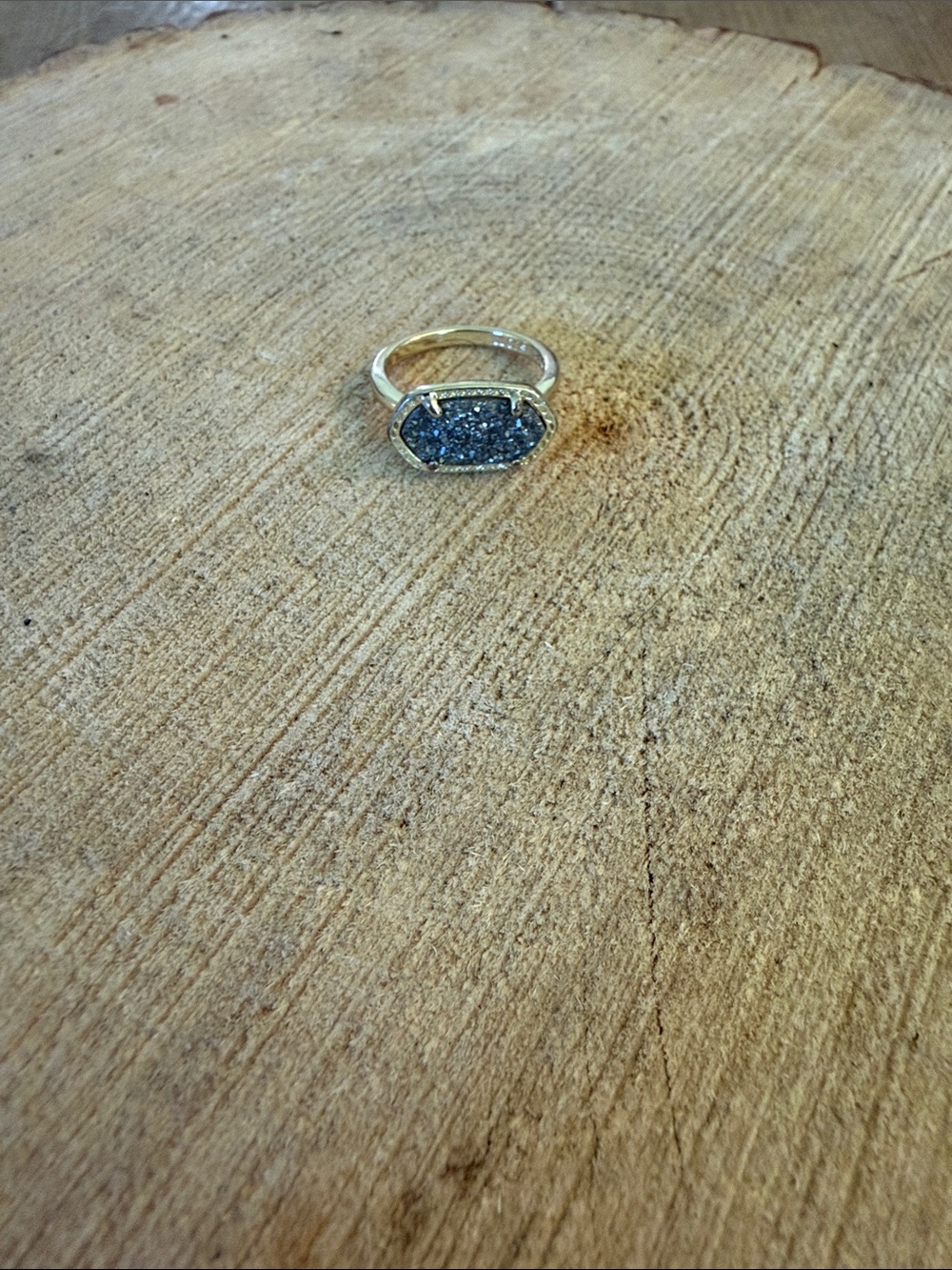 Kendra Scott Gold Ring with Sparkling Navy Druzy